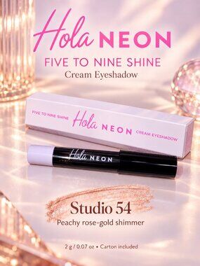 Hola Neon Five to Nine Shine Cream Eyeshadow Studio 54 Rose Gold 2g Boxed